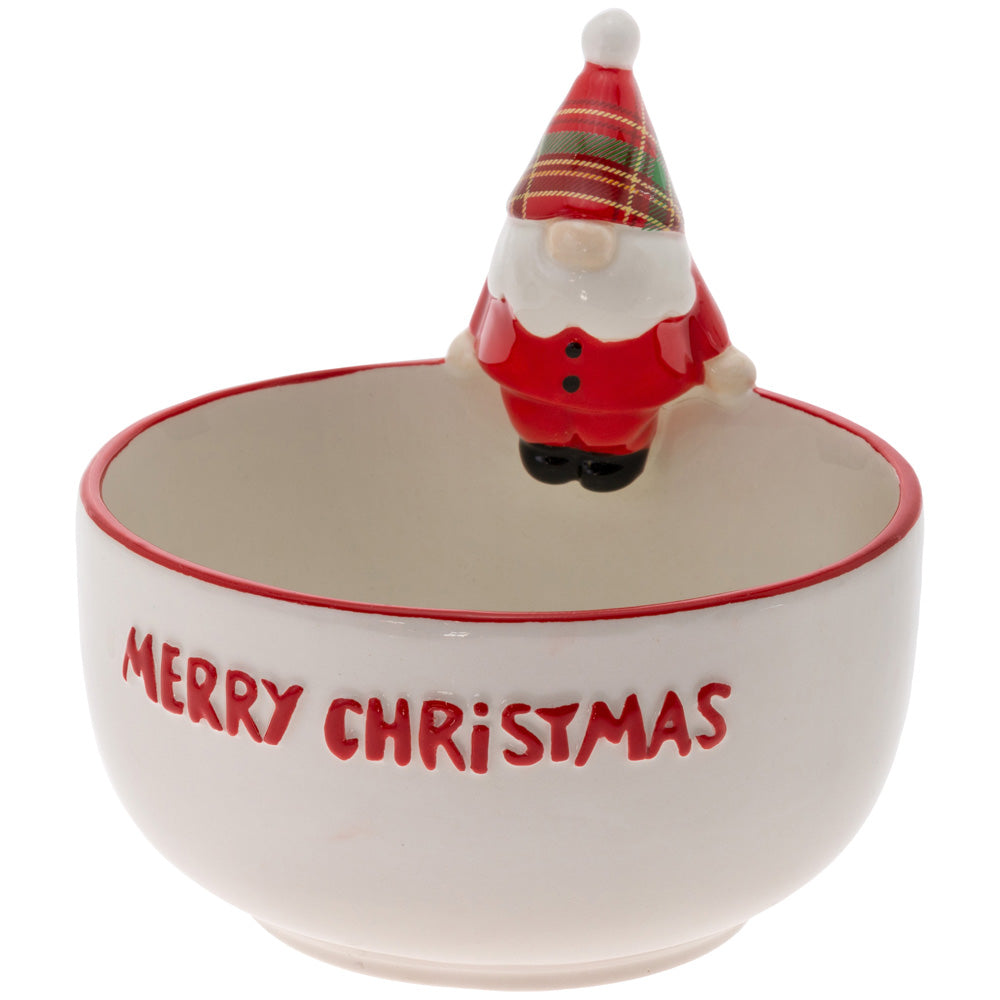 WALLACE PLAID SANTA GNOME BOWL