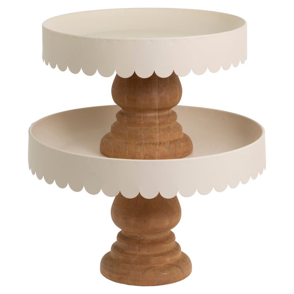 ALMOND SCALLOP DECOR STANDS S/2