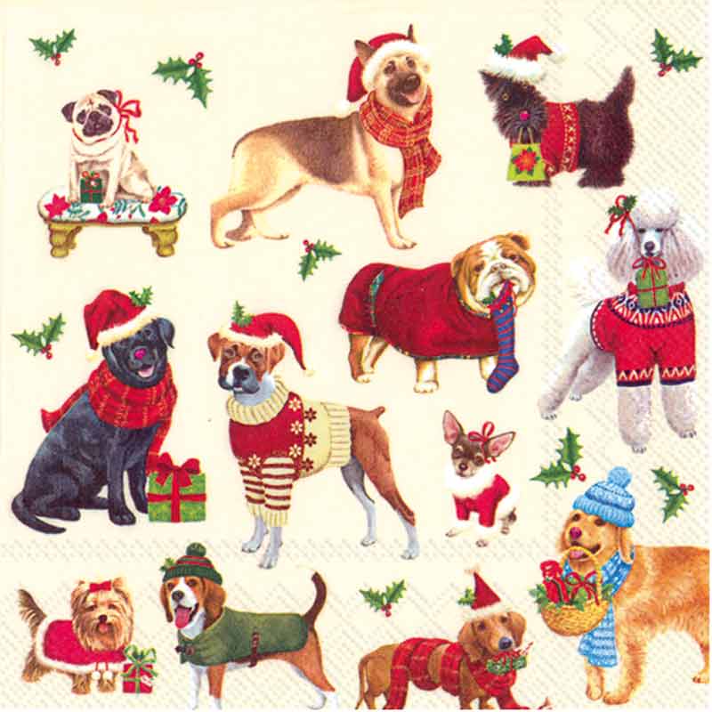 Christmas Dogs Cocktail Napkin
