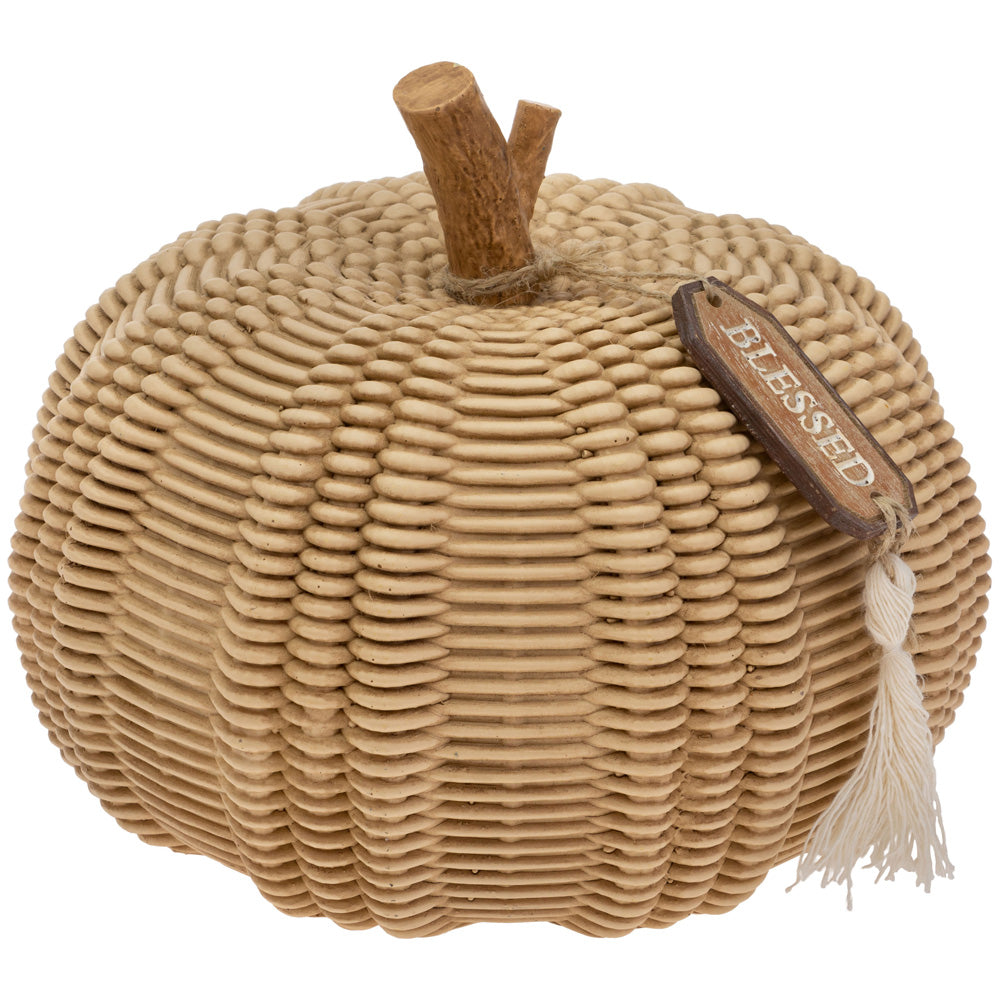 LARGE WICKER TEXTURED PUMPKIN