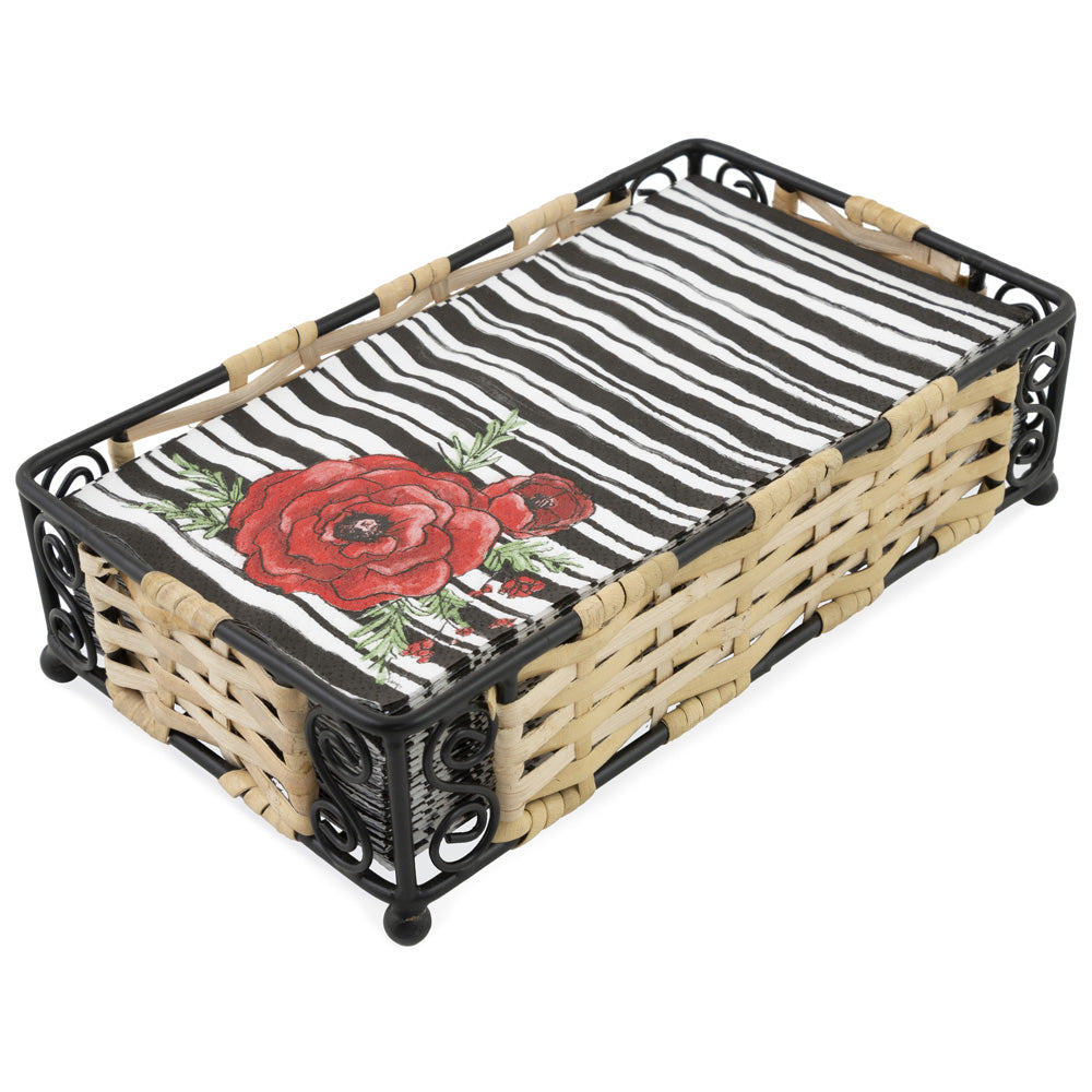 Wire and Rattan Guest Caddy Natural Black