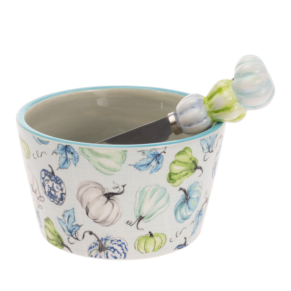 Chinoiserie Pumpkins Bowl and Spreader Set