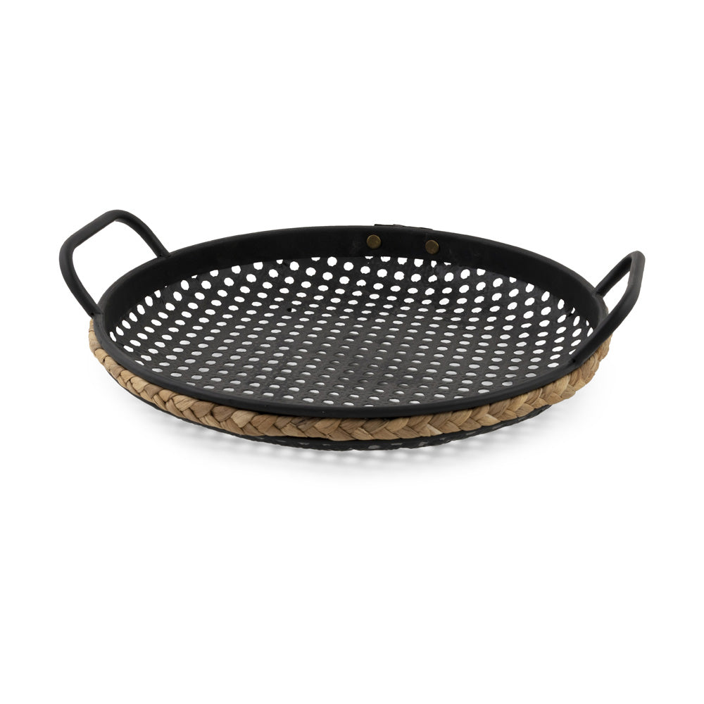 Round Black Metal Tray (Set of 2)