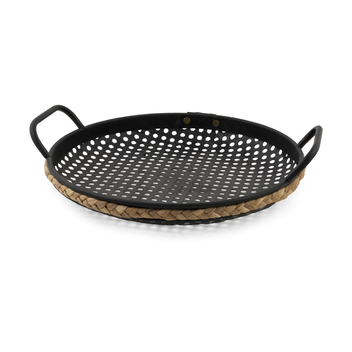 Round Black Metal Tray (Set of 2)