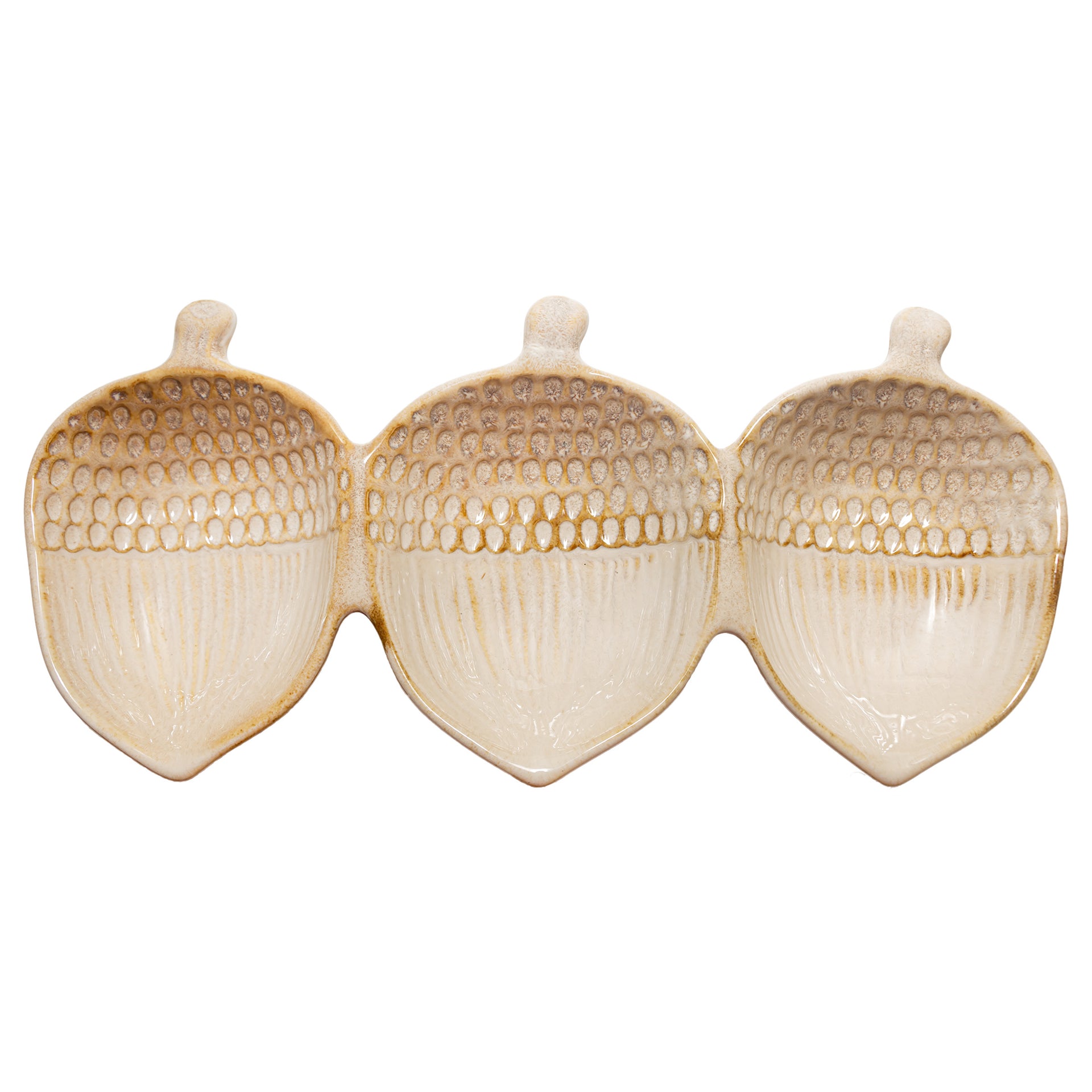 Acorn 3-Section Dish Cream