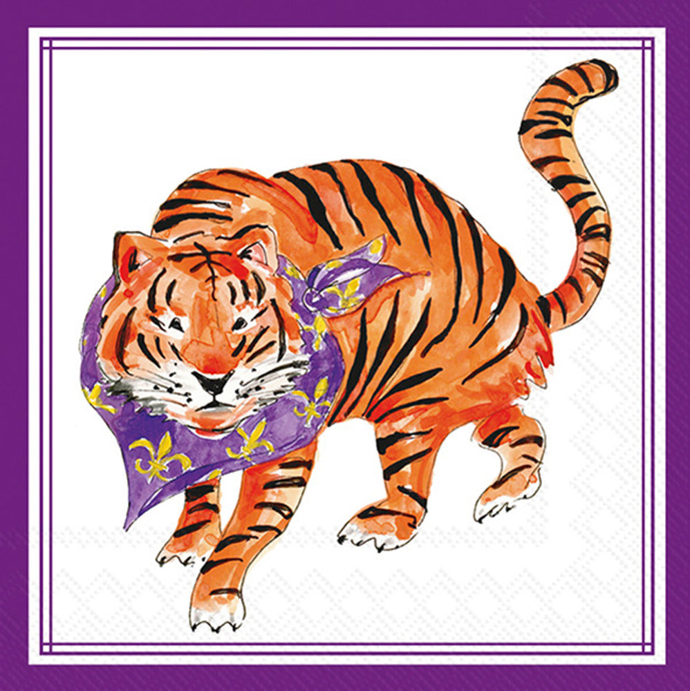 Purple Prowling Tiger HP Cocktail Napkin