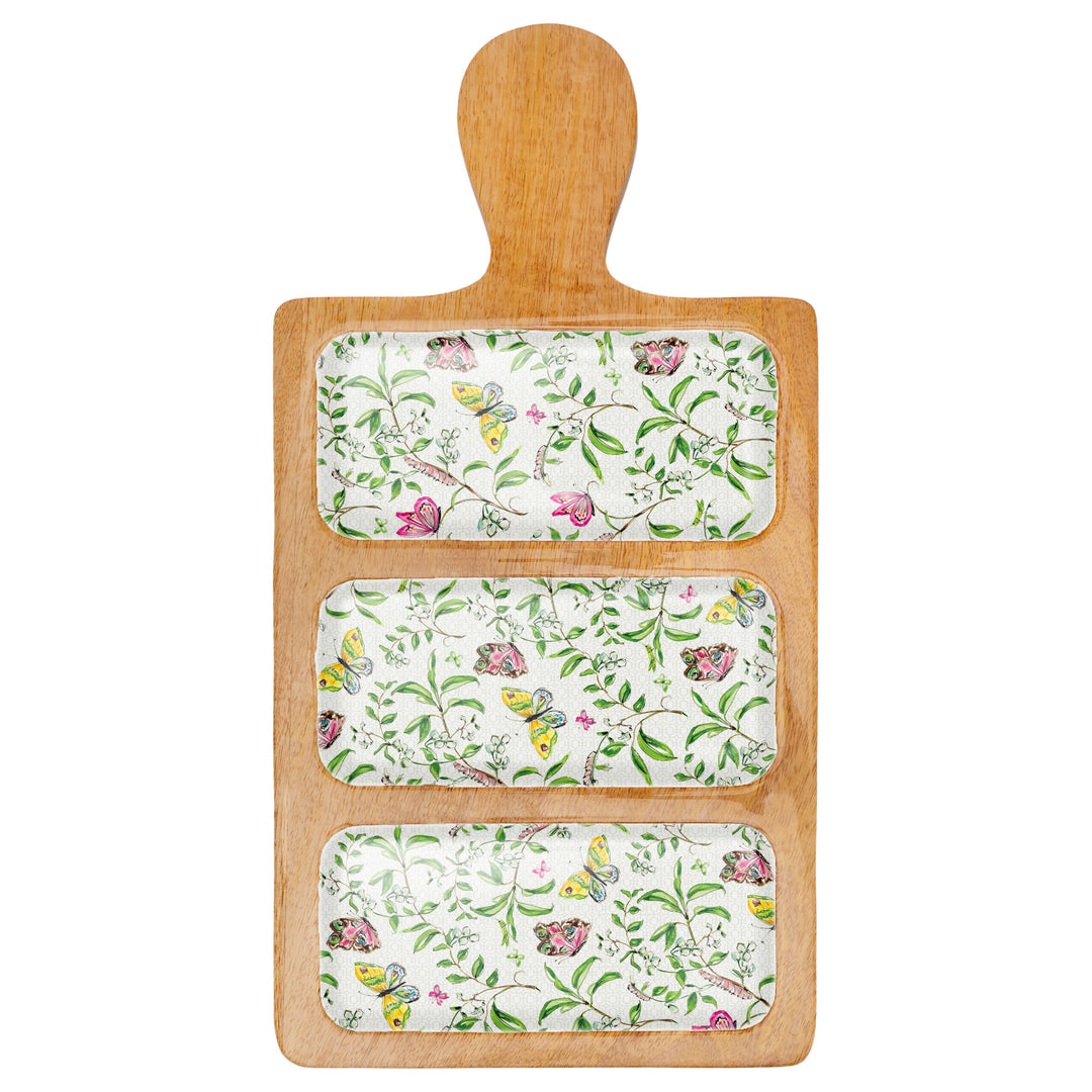 Garden Party 3 Sectioned Wood Platter