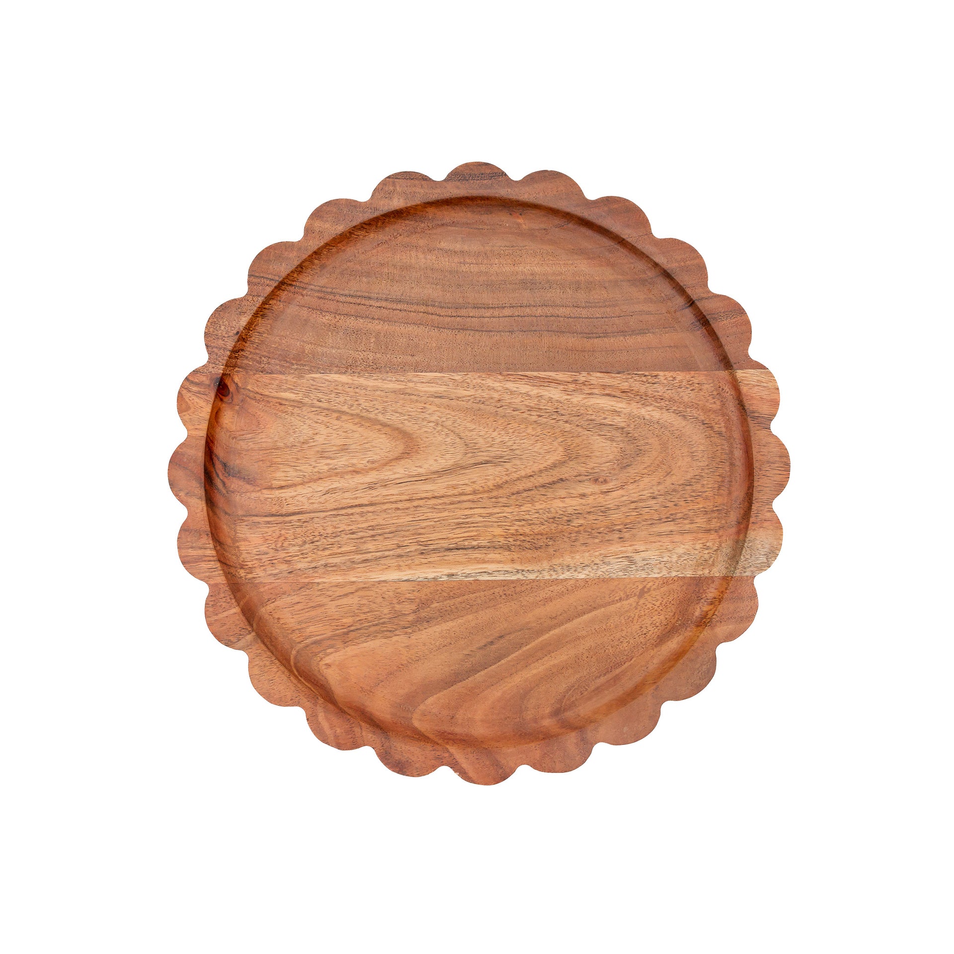 Scalloped Acacia Wood Tray Large