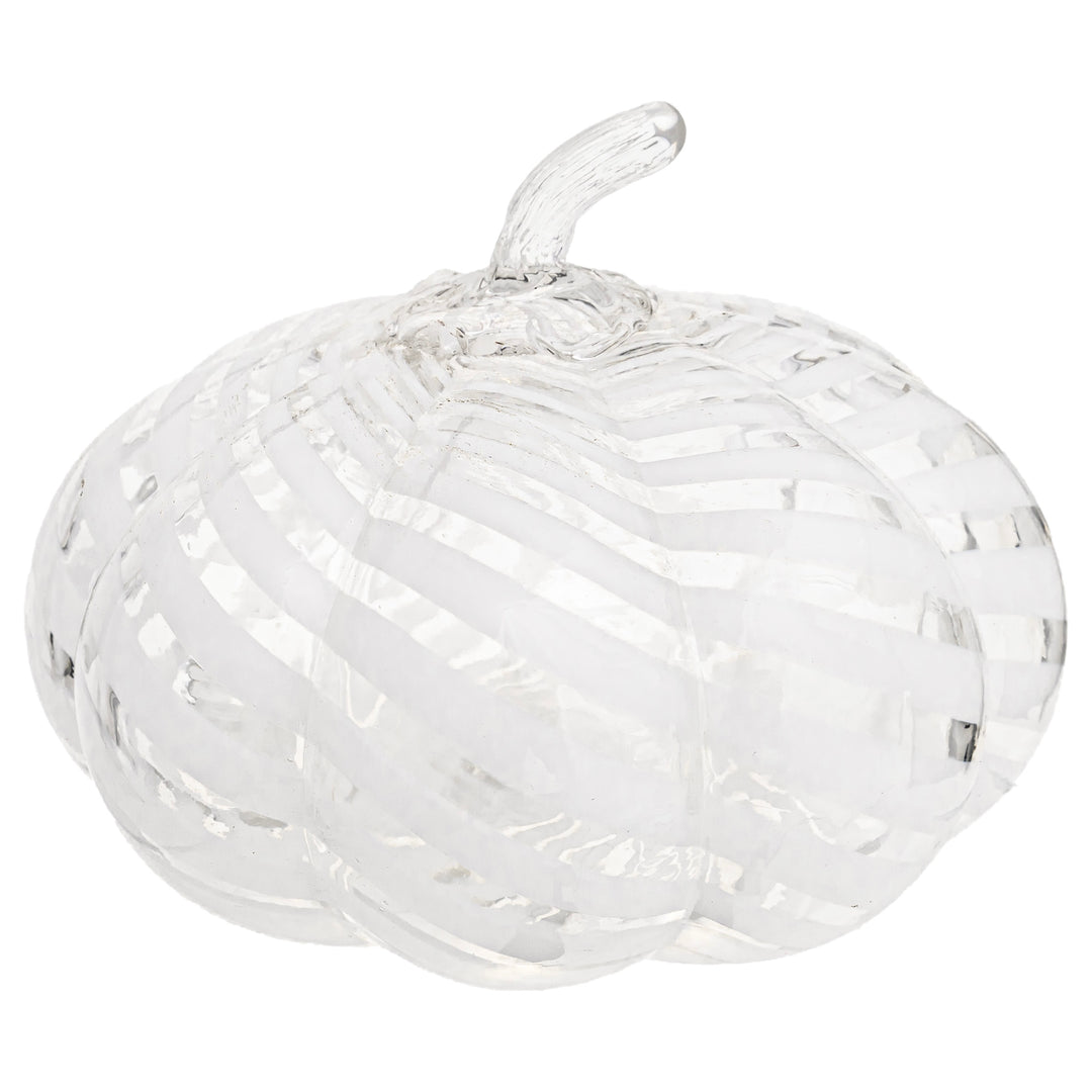 White Swirl Glass Pumpkin Small