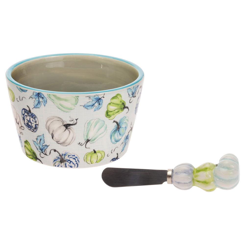 Chinoiserie Pumpkins Bowl and Spreader Set
