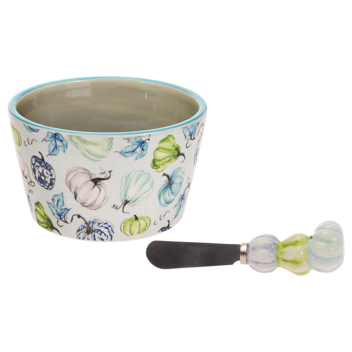 Chinoiserie Pumpkins Bowl and Spreader Set