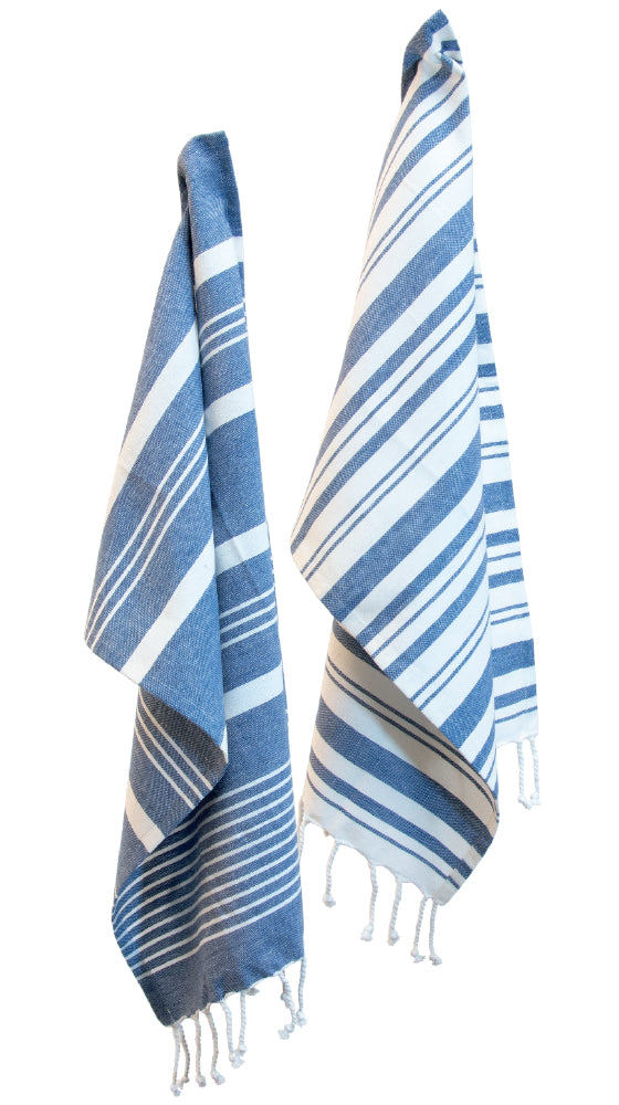 TEA TOWELS BLUE STRIPES S/2