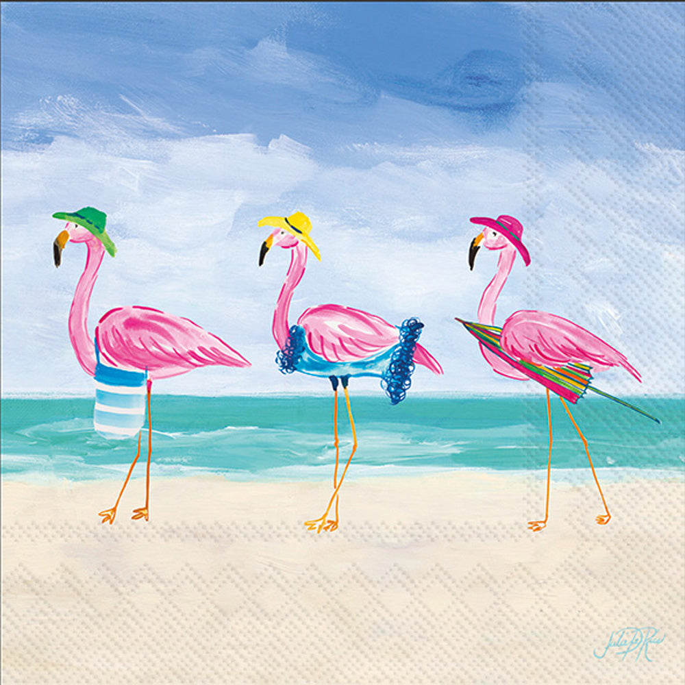 Beach Flamingos Cocktail Napkin