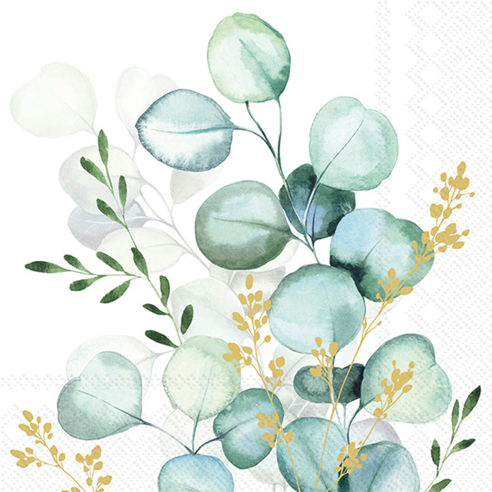 Eucalyptus Bouquet Cocktail Napkin Gold