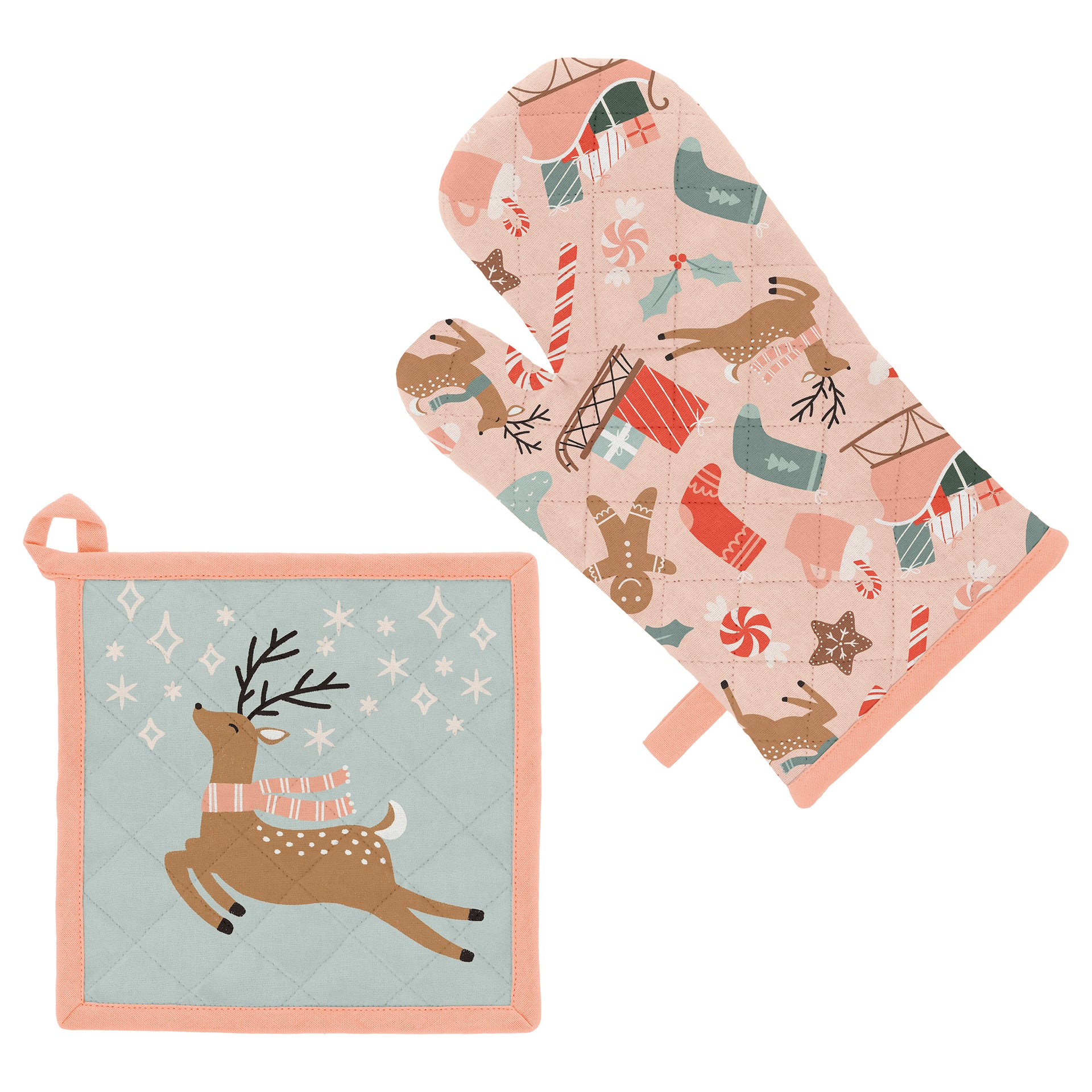 Dancing Deer Oven Mitt and Potholder