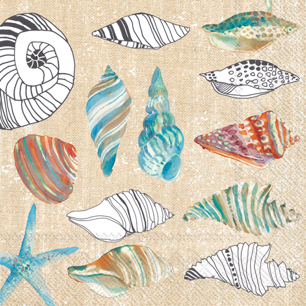 Clams In The Sand Cocktail Napkin Cream