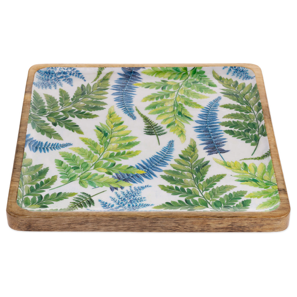 Arwea Wood Square Platter Mango Wood and Enamel