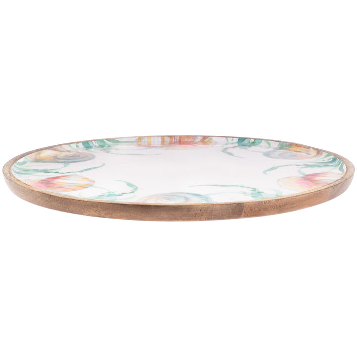 Aquamarine Wood Round Platter