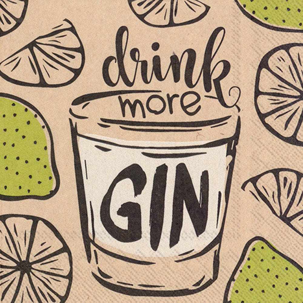 Drink More Gin Cocktail Napkin