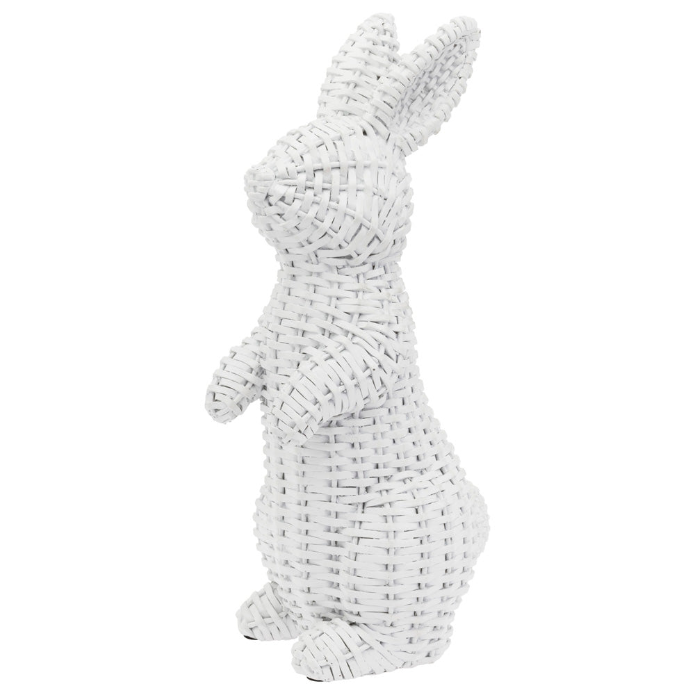 WHITE WICKER STANDING BUNNY