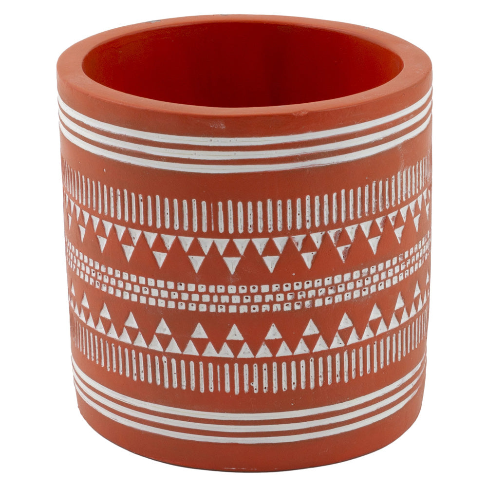Small Geo Print Terracotta Pot