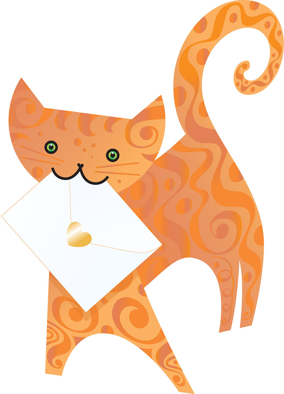 3D CARD/MARMALADE CAT yellow/orange foil