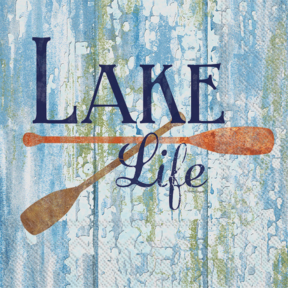 Lake Life Weathered Wood Cocktail Napkin
