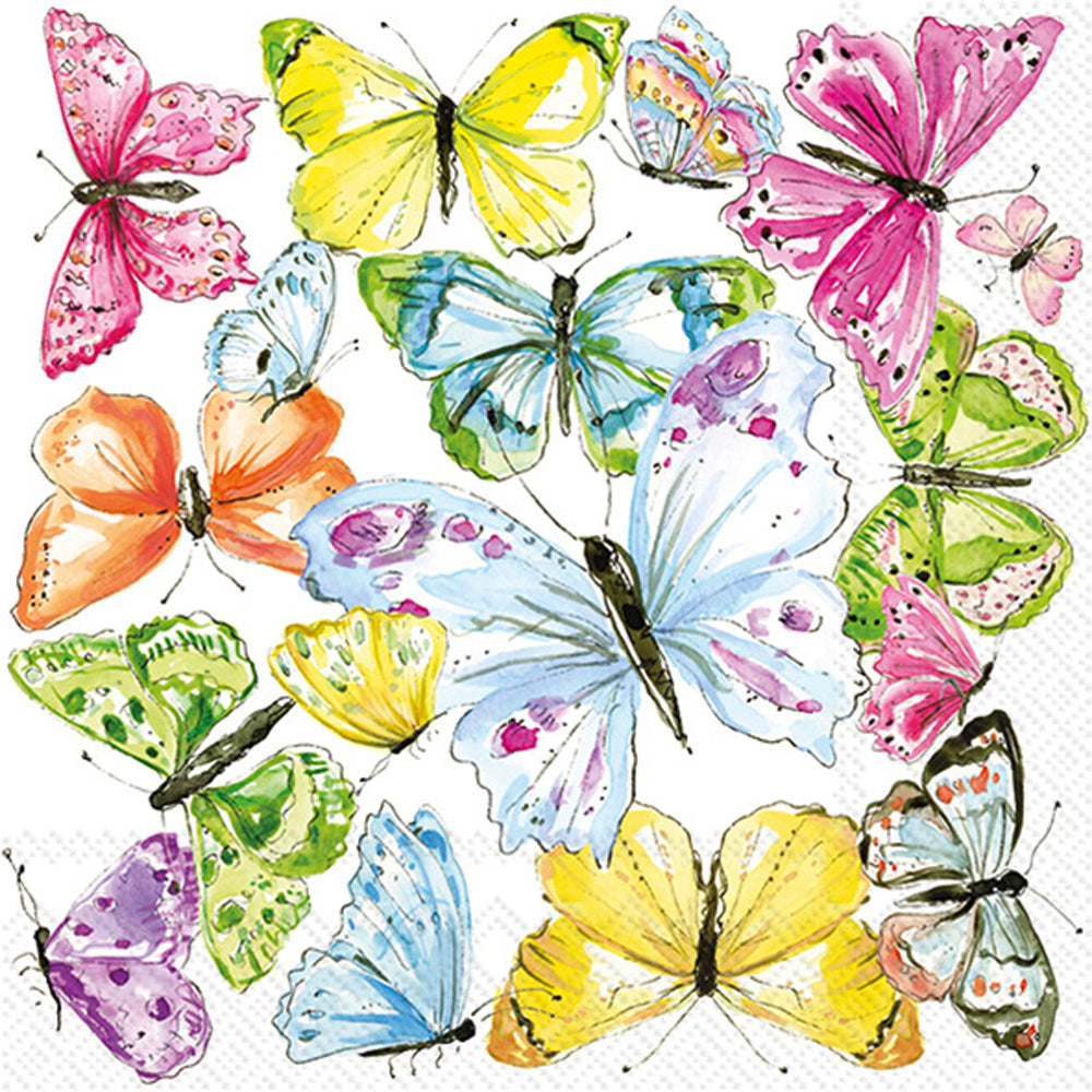 Multi Color Butterflies Cocktail Napkin