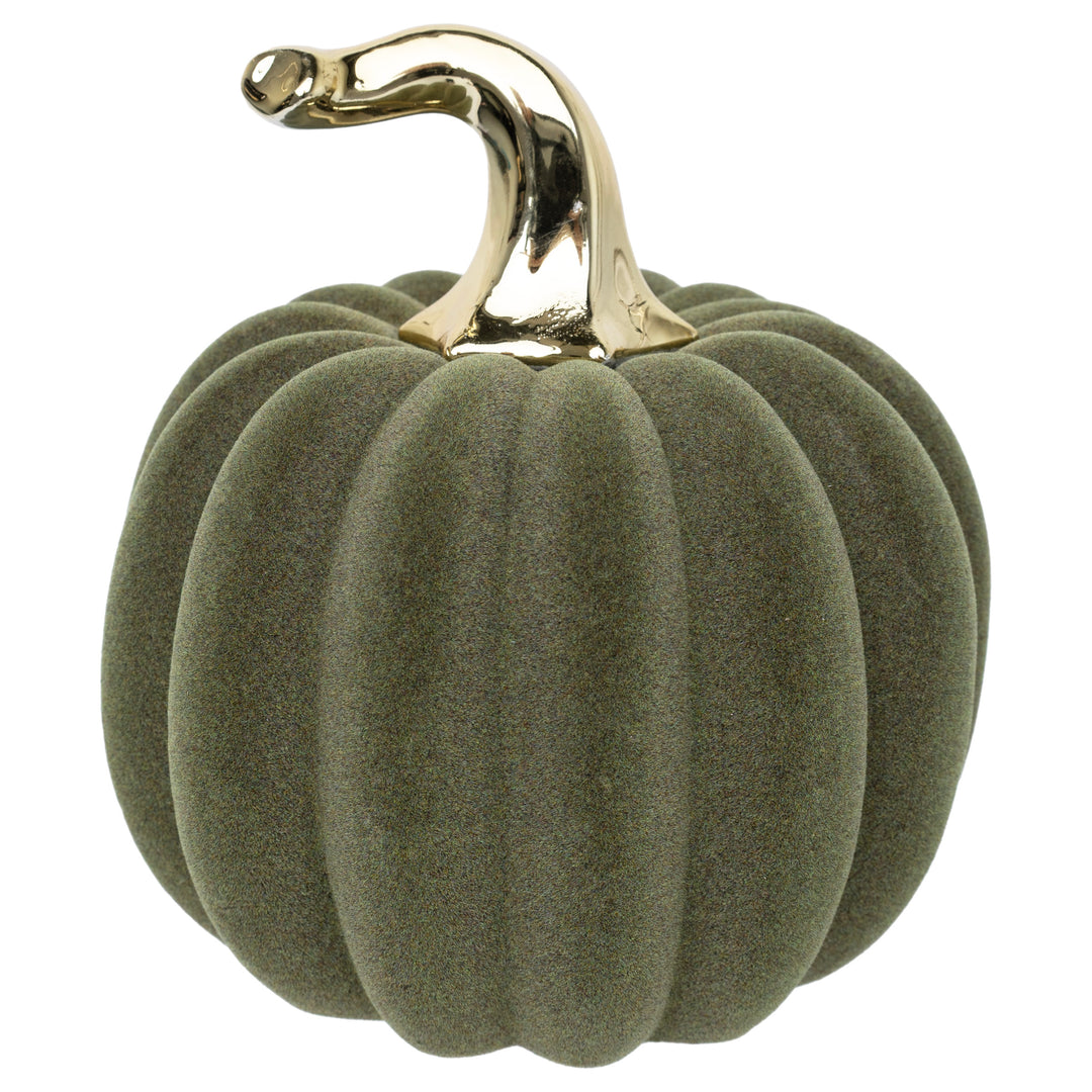 Olive Green Flocked Pumpkin