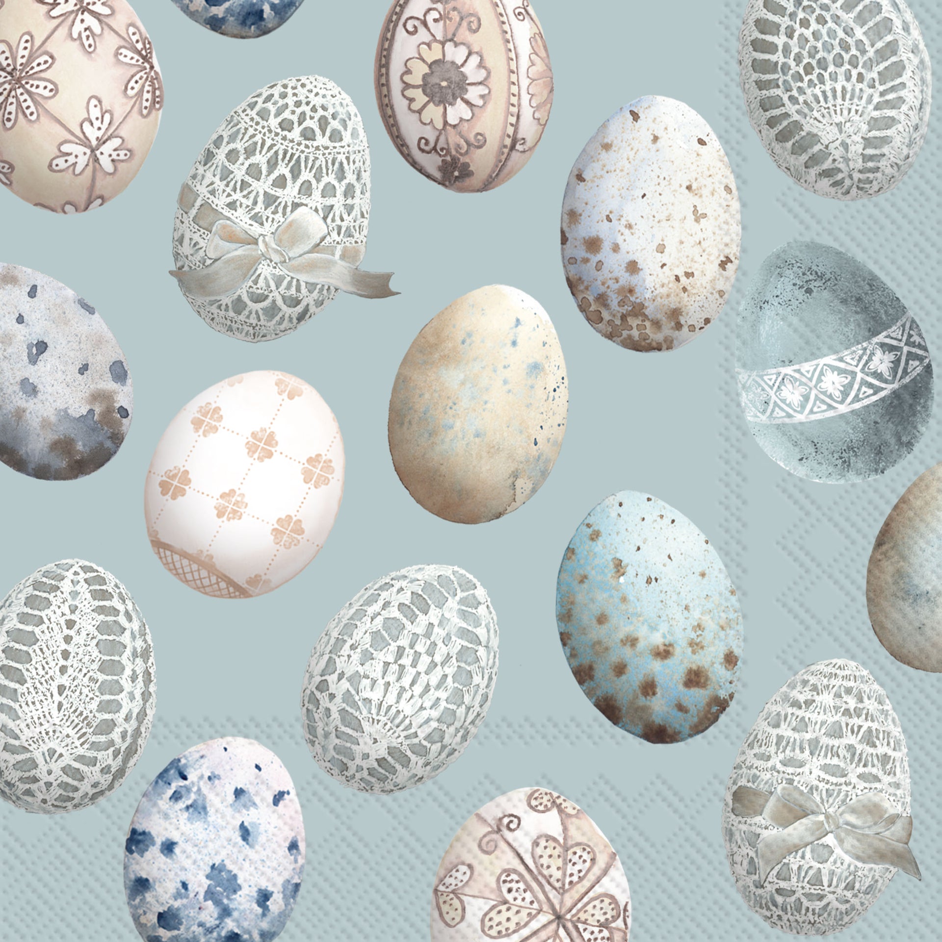 Eggs Allover Turquoise Lunch Napkin