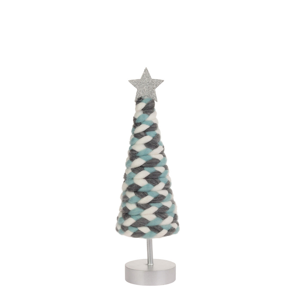 SMALL BLUE & SILVER CONE TREE WITH STAR