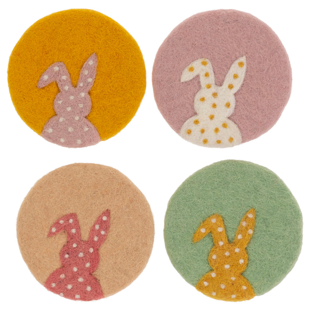 Felted Bunny Coasters (Set of 4)