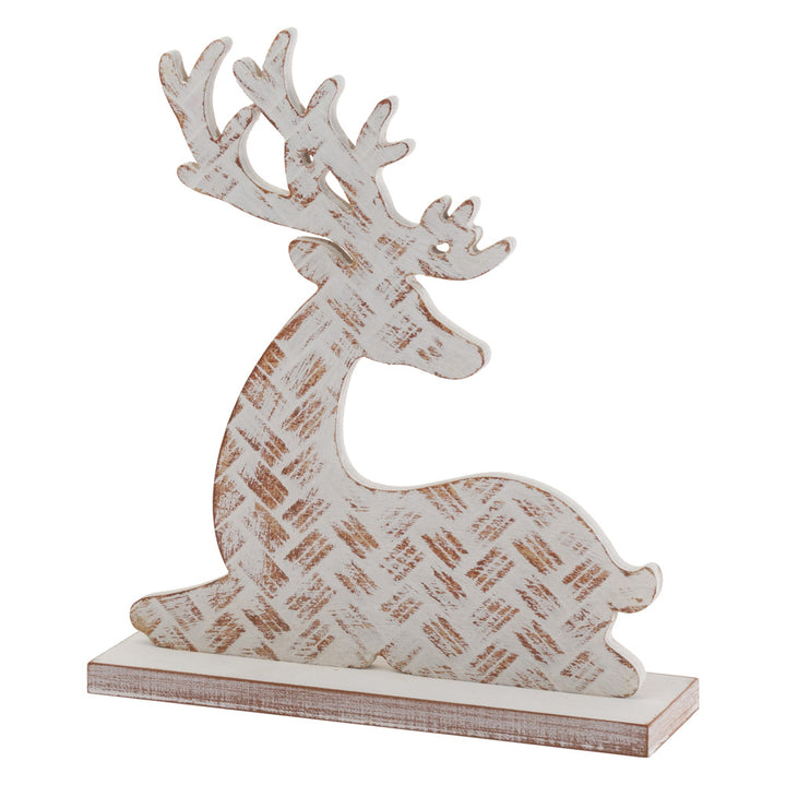 Sitting White Wash Basketweave Deer