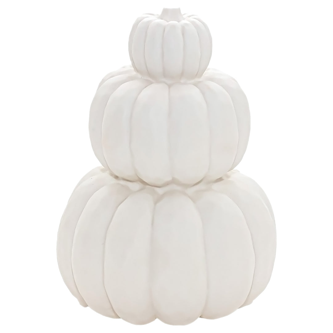 White Tri-Stack LED Pumpkin