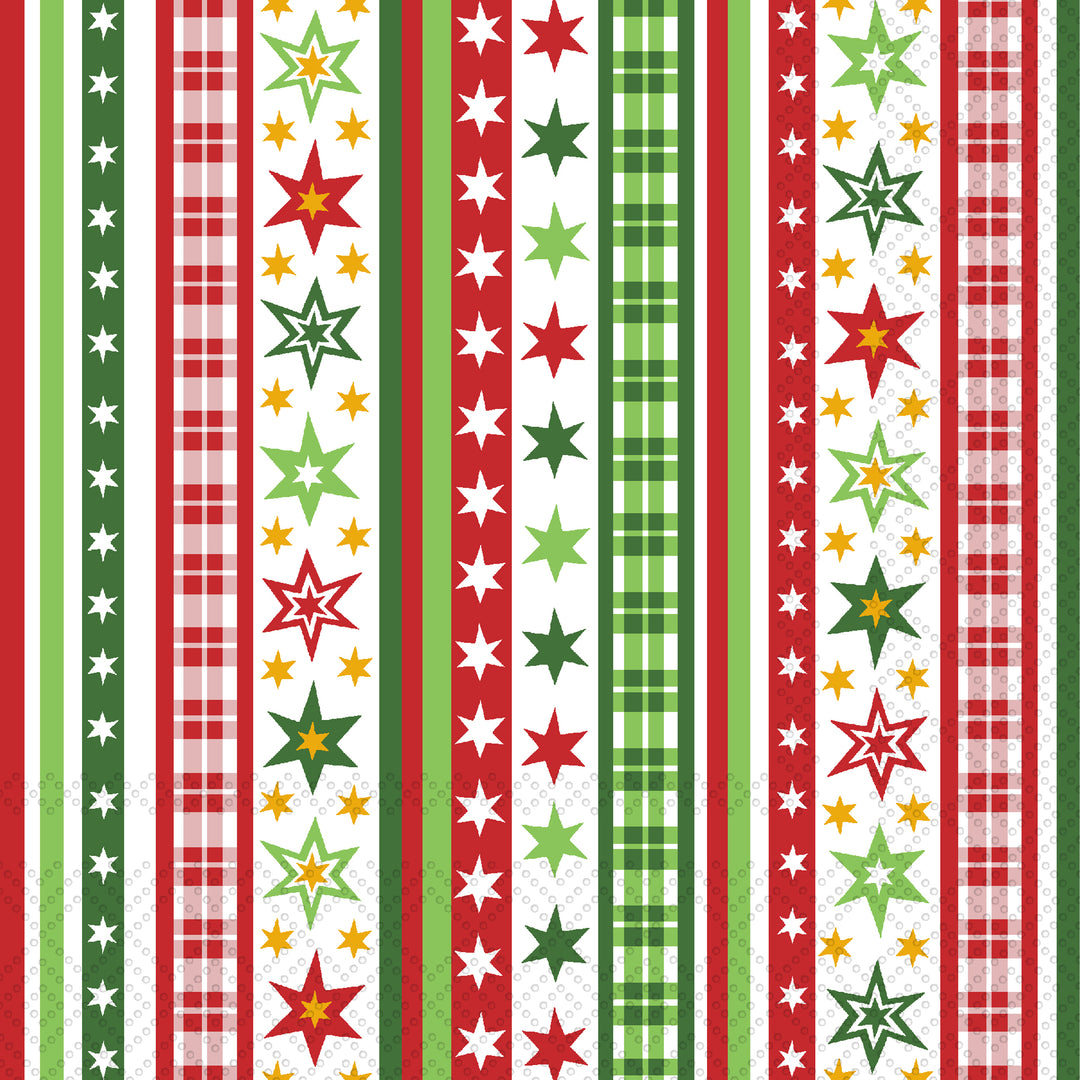 Stripes And Stars Red/Green Cocktail Napkin