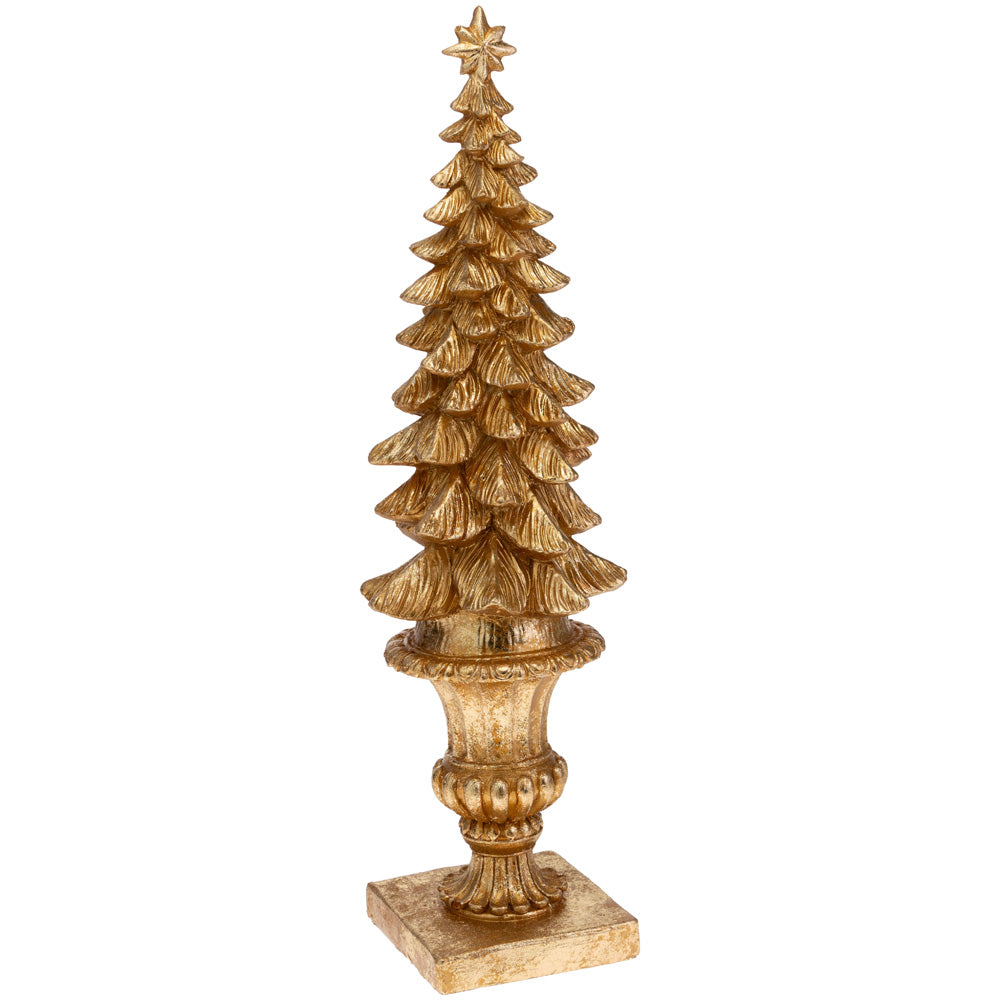 LARGE GOLD PINE TREE TOPIARY