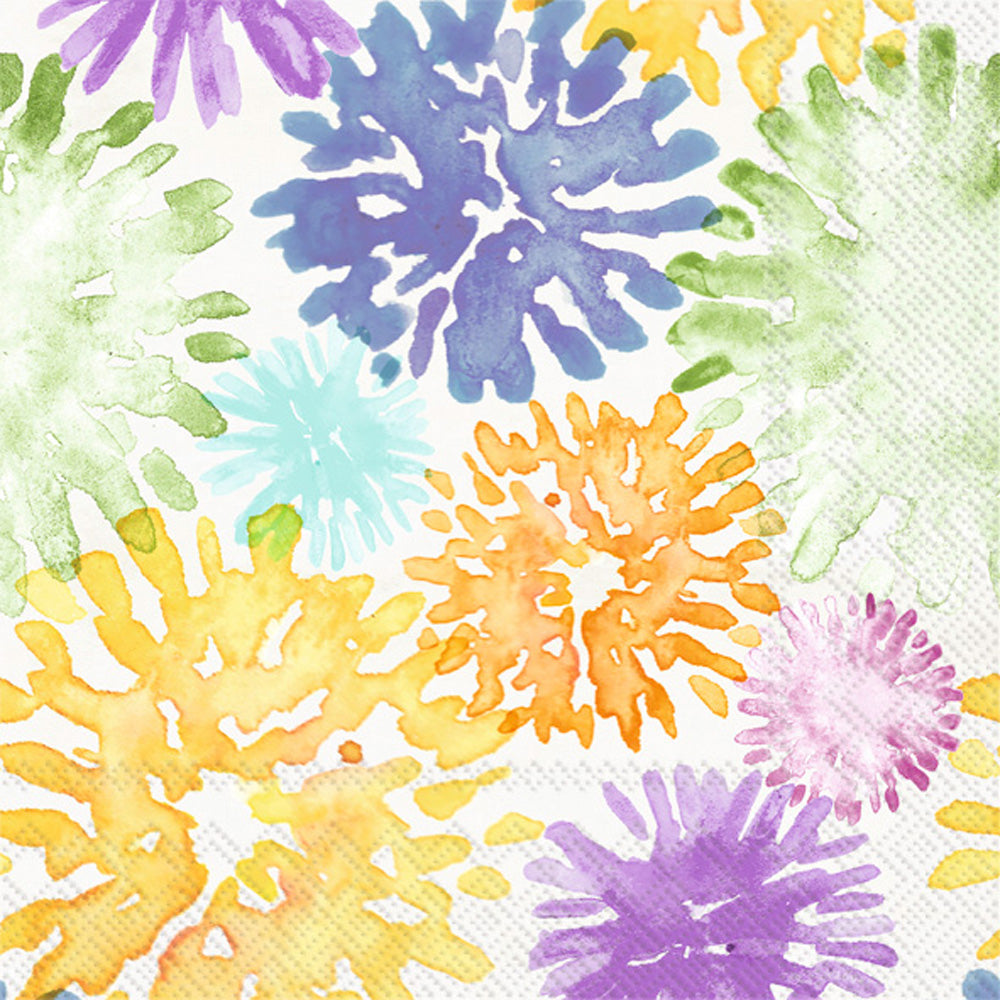 Summer Floral Splash Cocktail Napkin Cream
