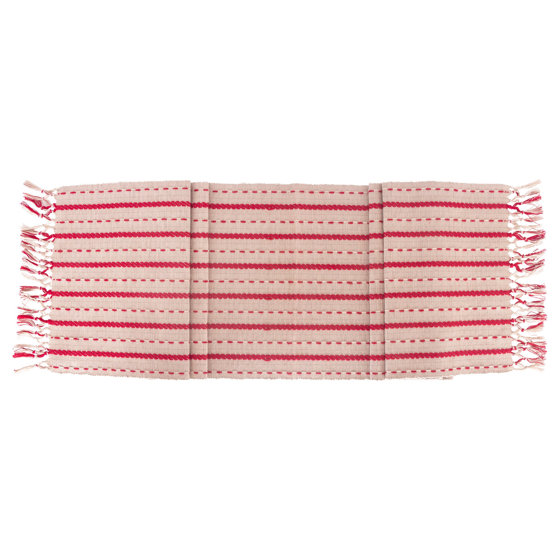Red And Cream Saddle Stitch Table Runner