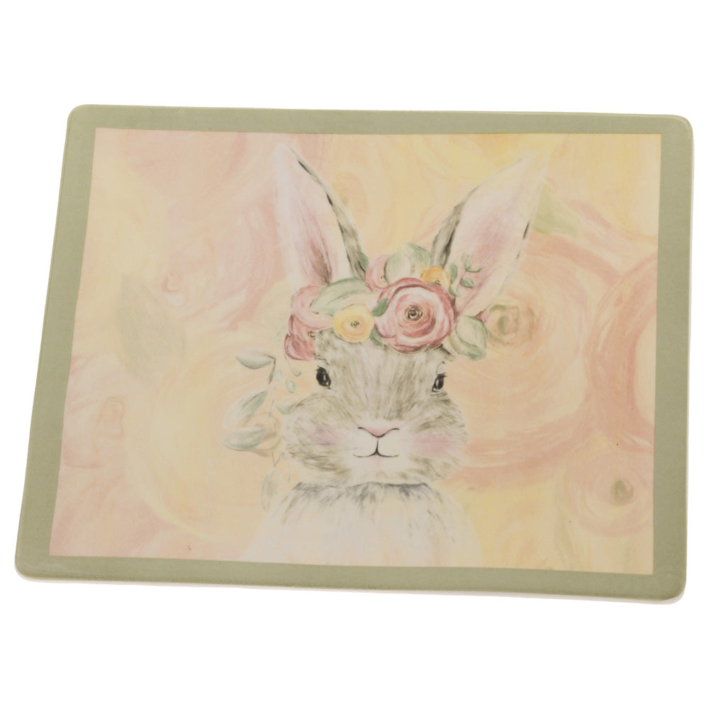 Bunny Flower Crown Rectangle Plate