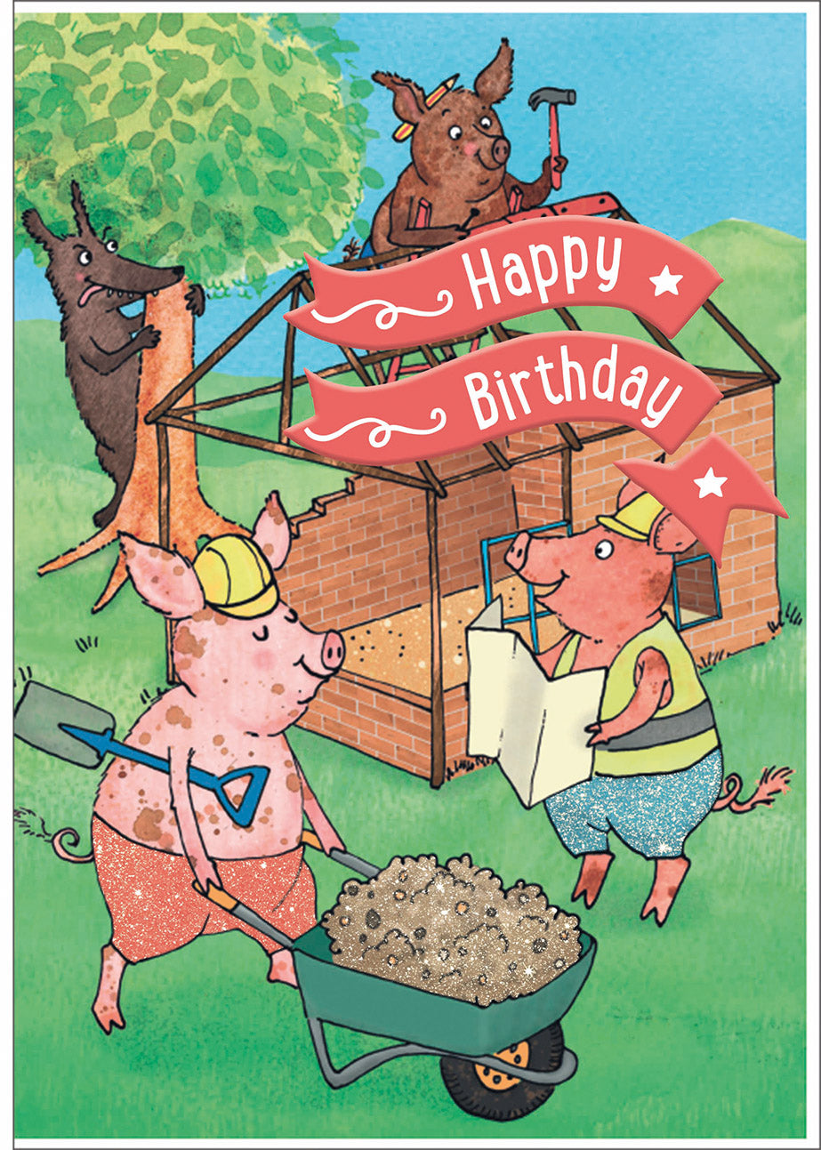 The 3 Little Pigs Birthday Card