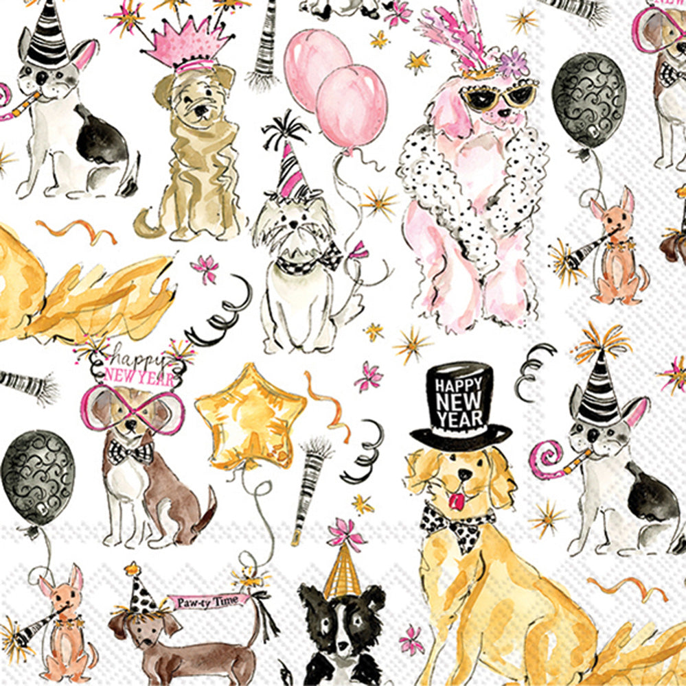 New Years Dogs Cocktail Napkin