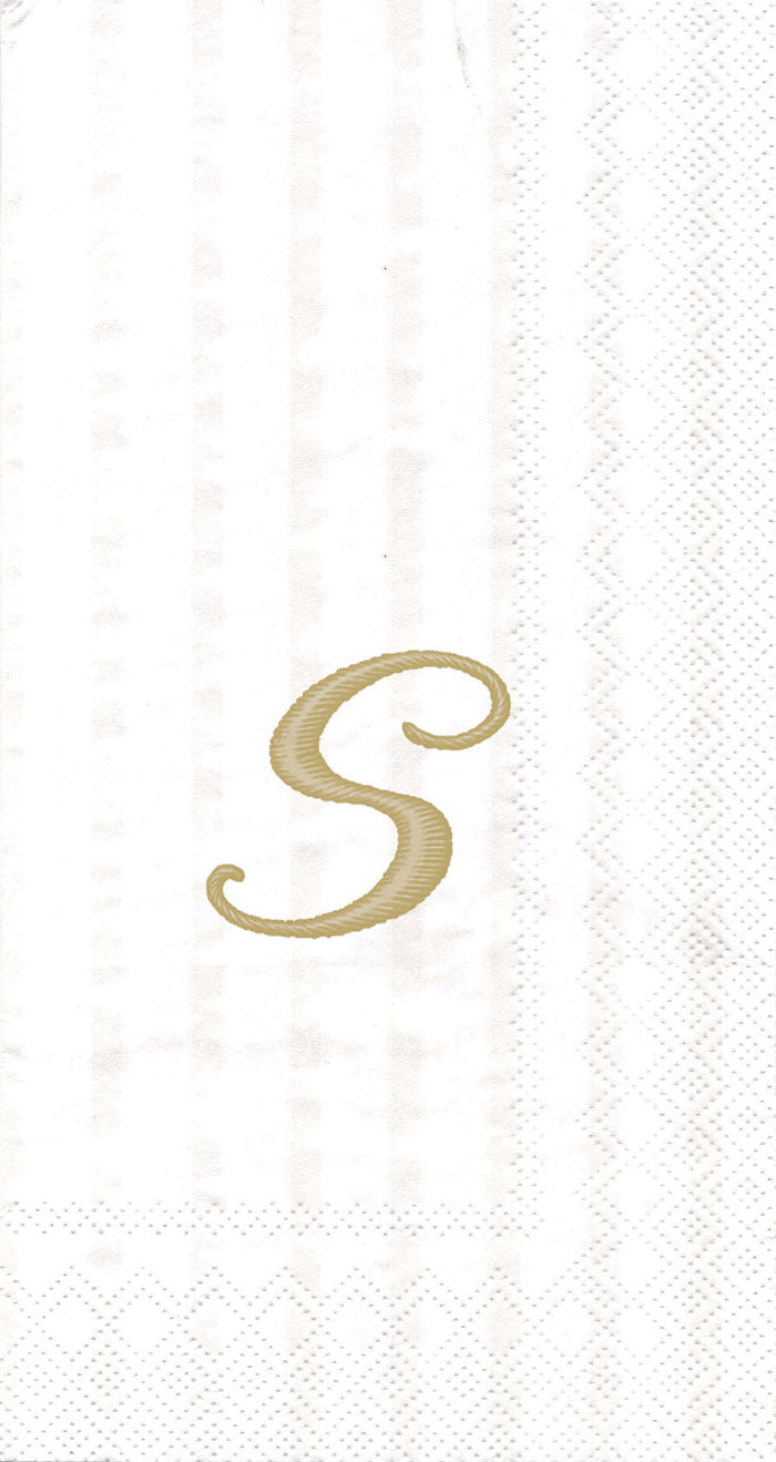 Stripes Again Guest Towel Monogram S Cream