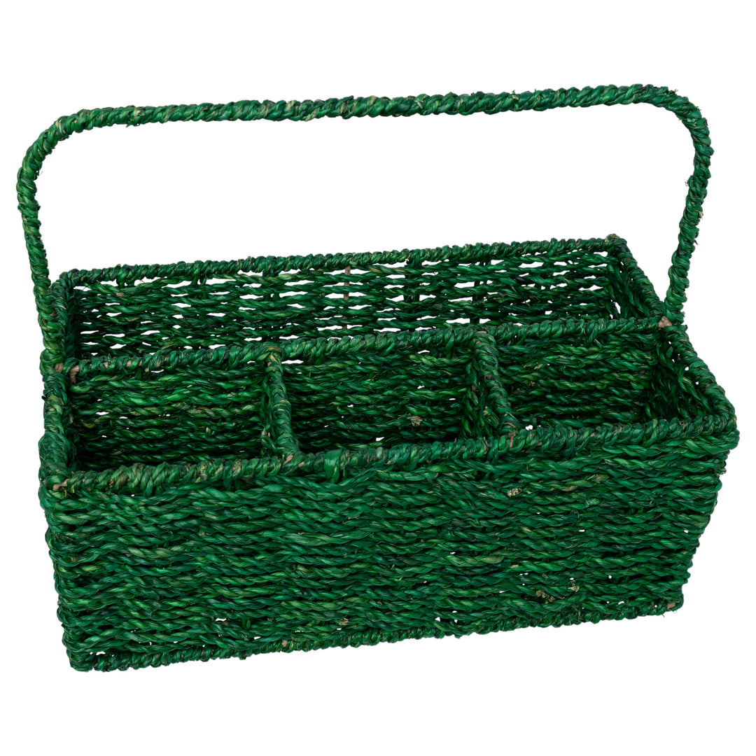 Green Seagrass Flatware Basket