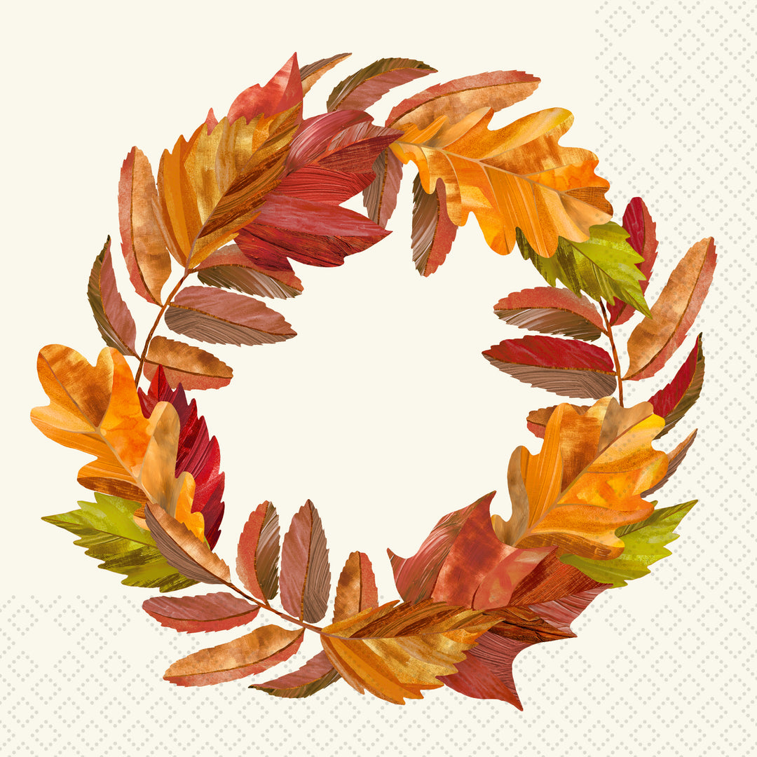 Falling Leaves Wreath Lunch Napkin