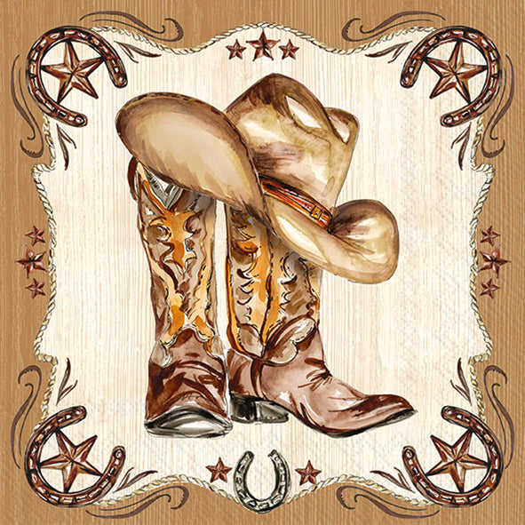 Western Leather Boots Lunch Napkin