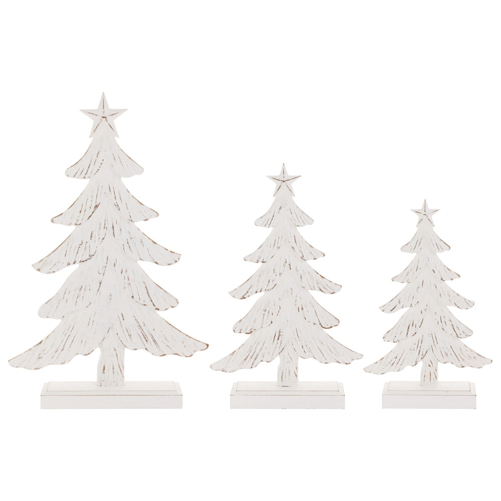 Weathered Winter White Trees (Set of 3)