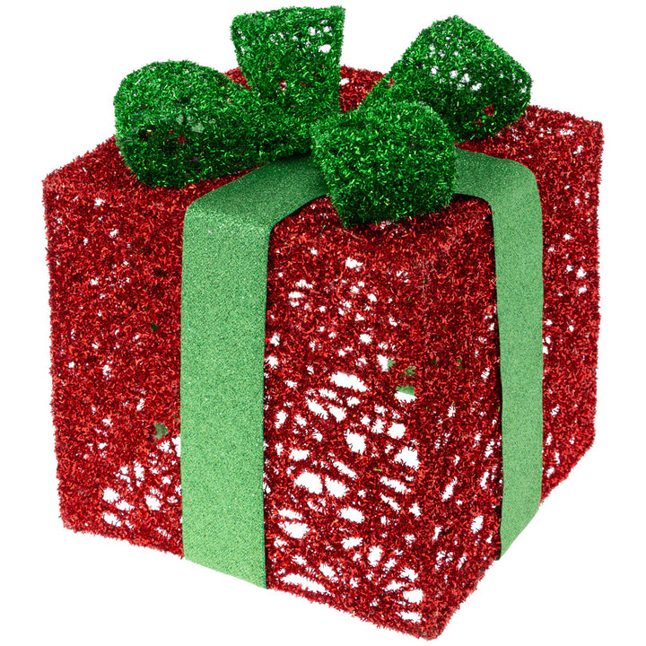 Red and Green Glitter Present Set  (Set of 3)