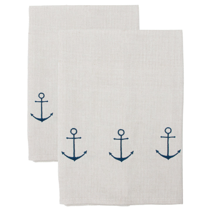 Anchor Embroidered Tea Towels (Set of 2)