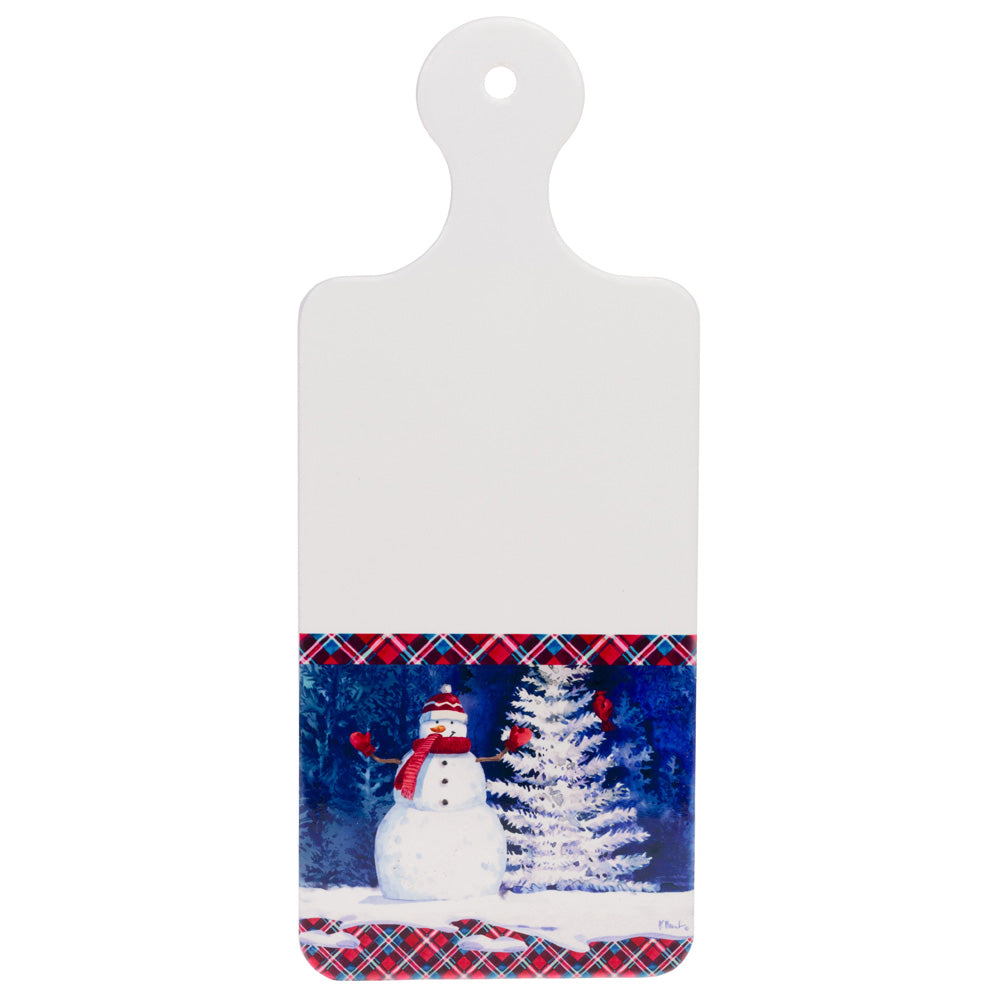 FROSTED SNOWMAN HANDLED TRIVET TRAY