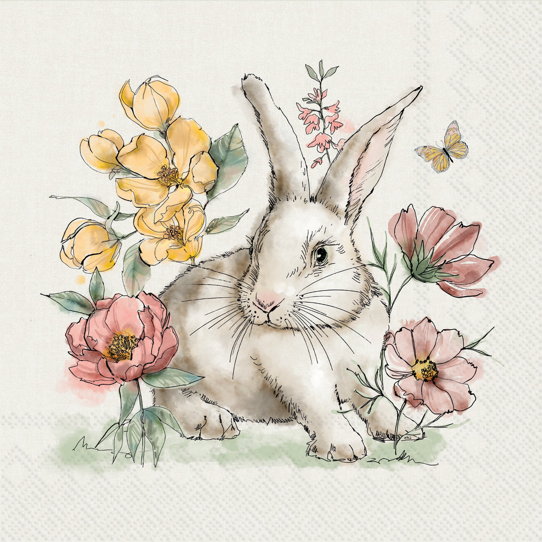 Garden Reverie Rabbit Cocktail Napkin